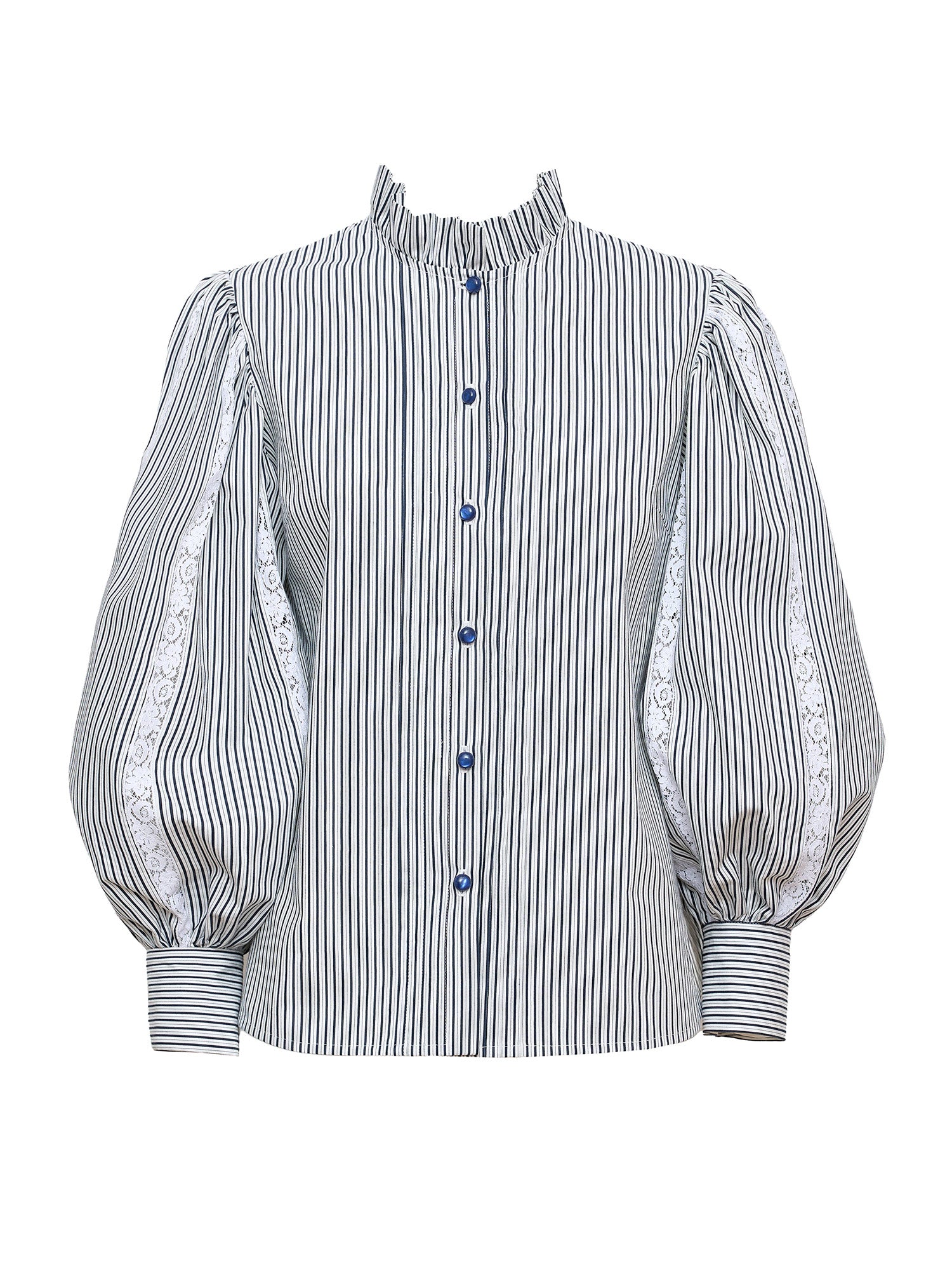 Anastasia Lace-Trimmed Cotton Blouse