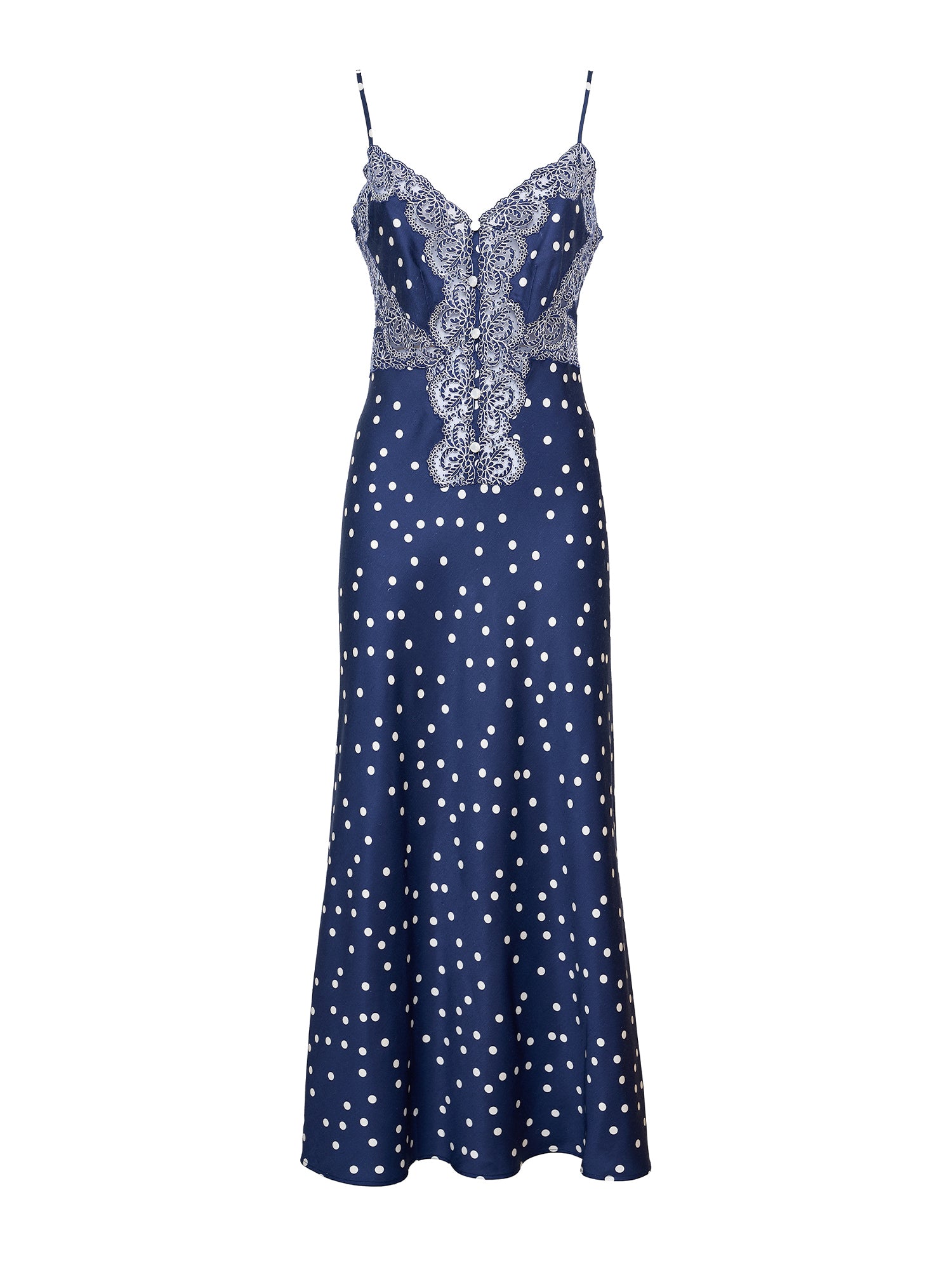 Palmira Lace-Trimmed Satin Midi Dress