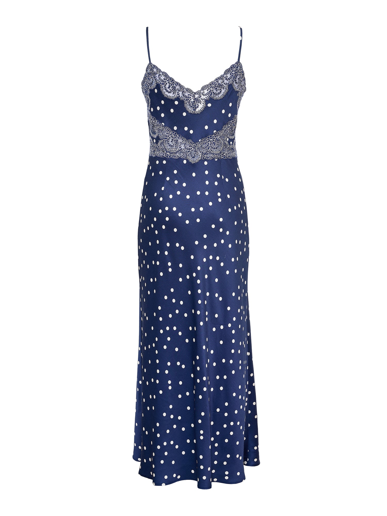 Palmira Lace-Trimmed Satin Midi Dress