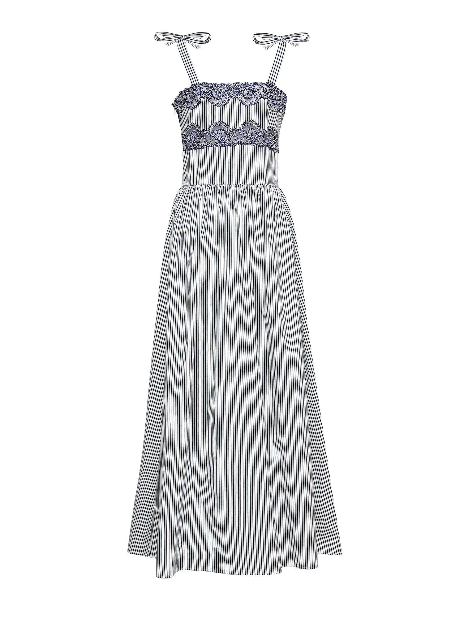 Sabine Lace-Trimmed Cotton Midi Dress