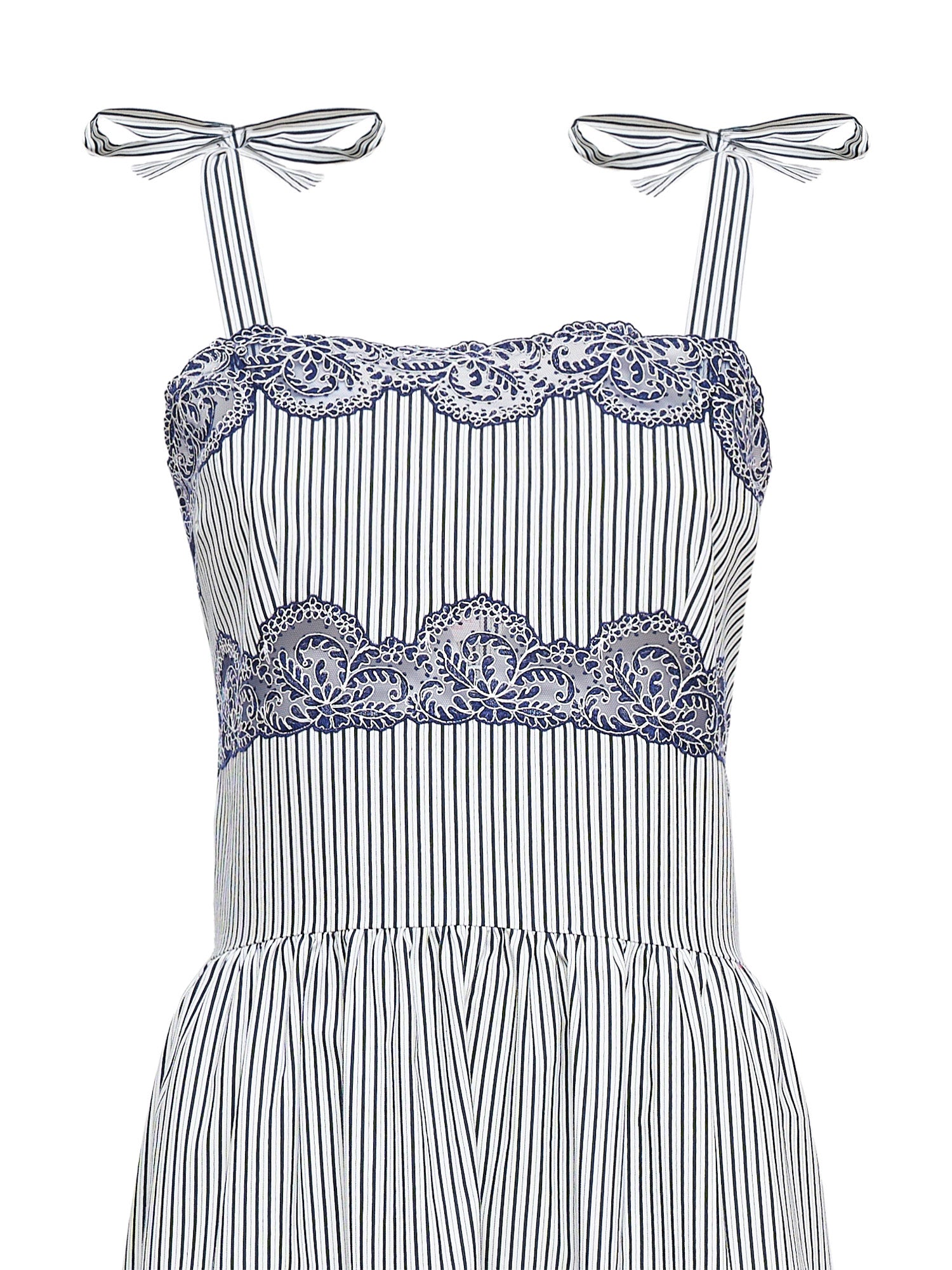Sabine Lace-Trimmed Cotton Midi Dress