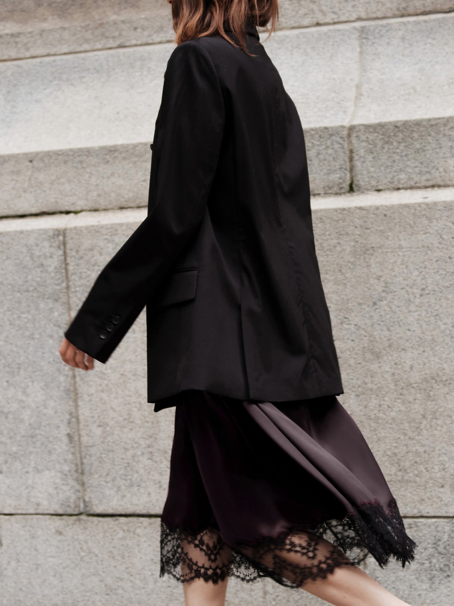 Lace-Trimmed Satin Circle Skirt