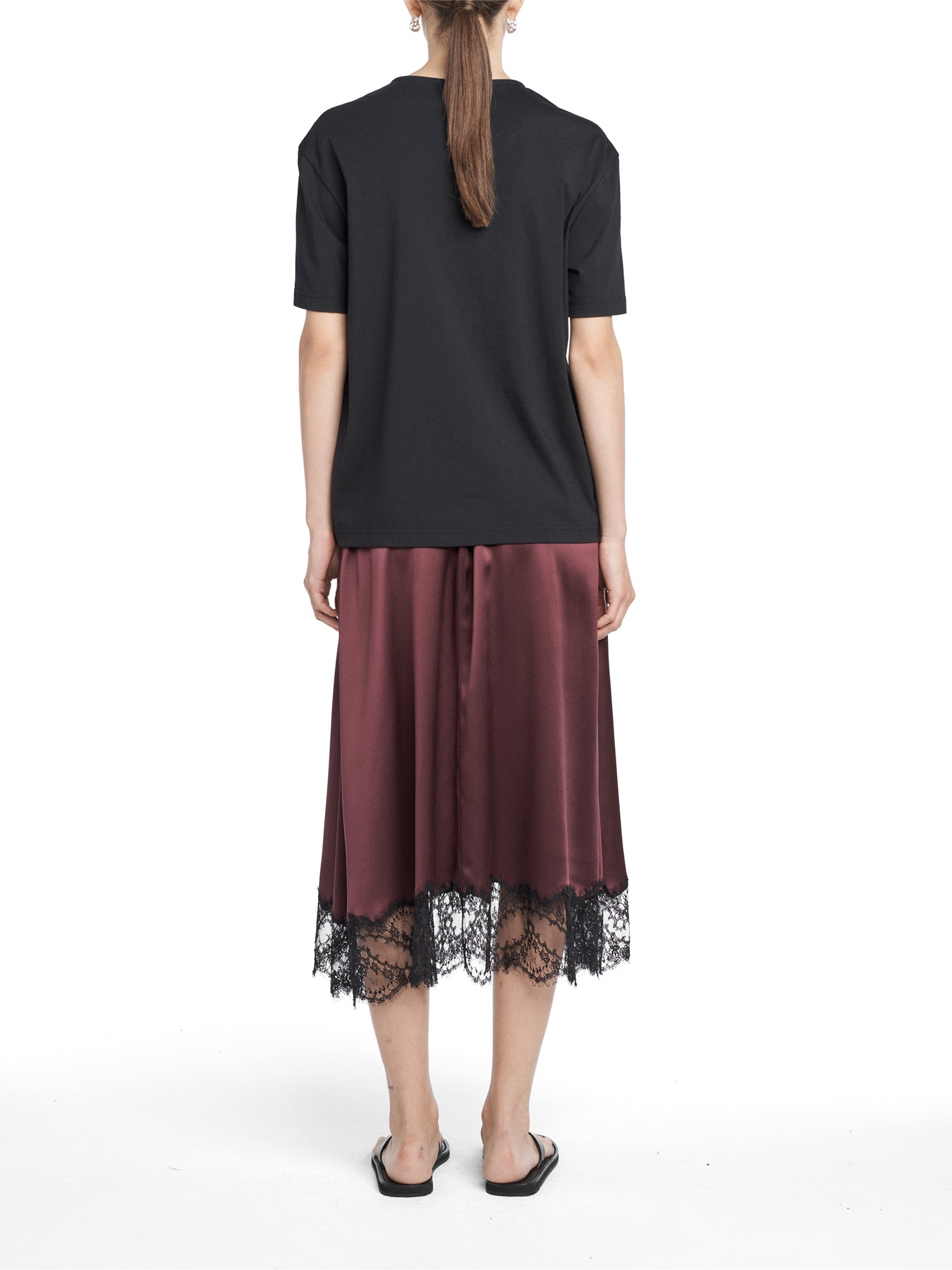 Lace-Trimmed Satin Circle Skirt