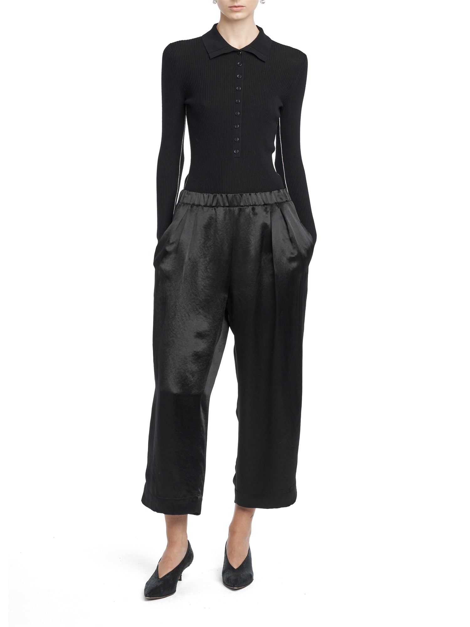 Pull On Wide Leg Crop Trousers