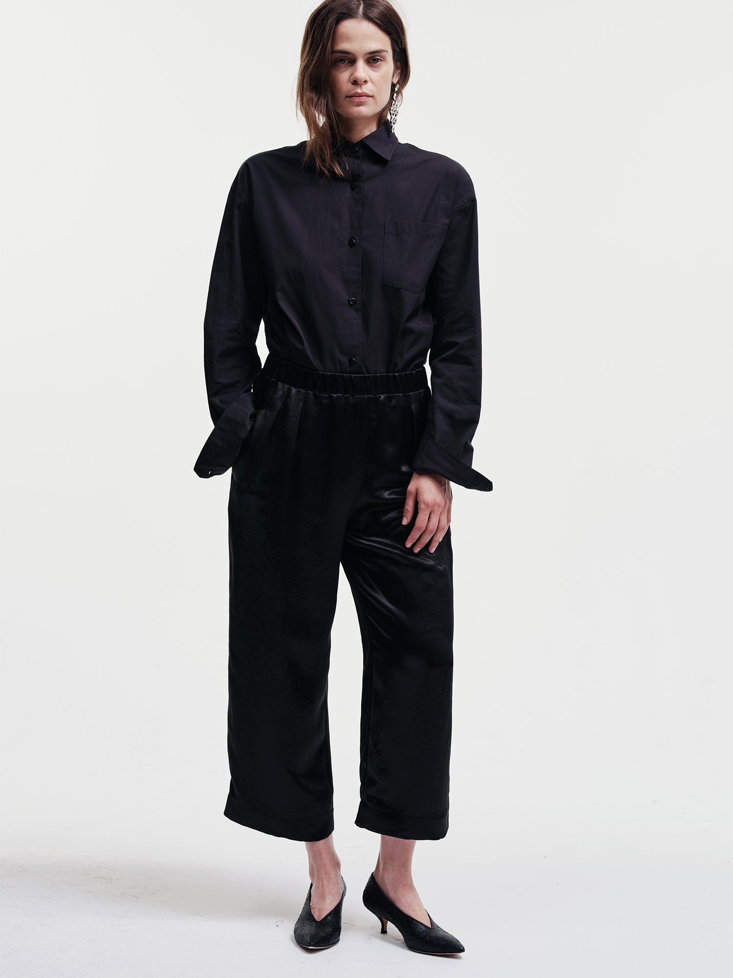 Pull On Wide Leg Crop Trousers