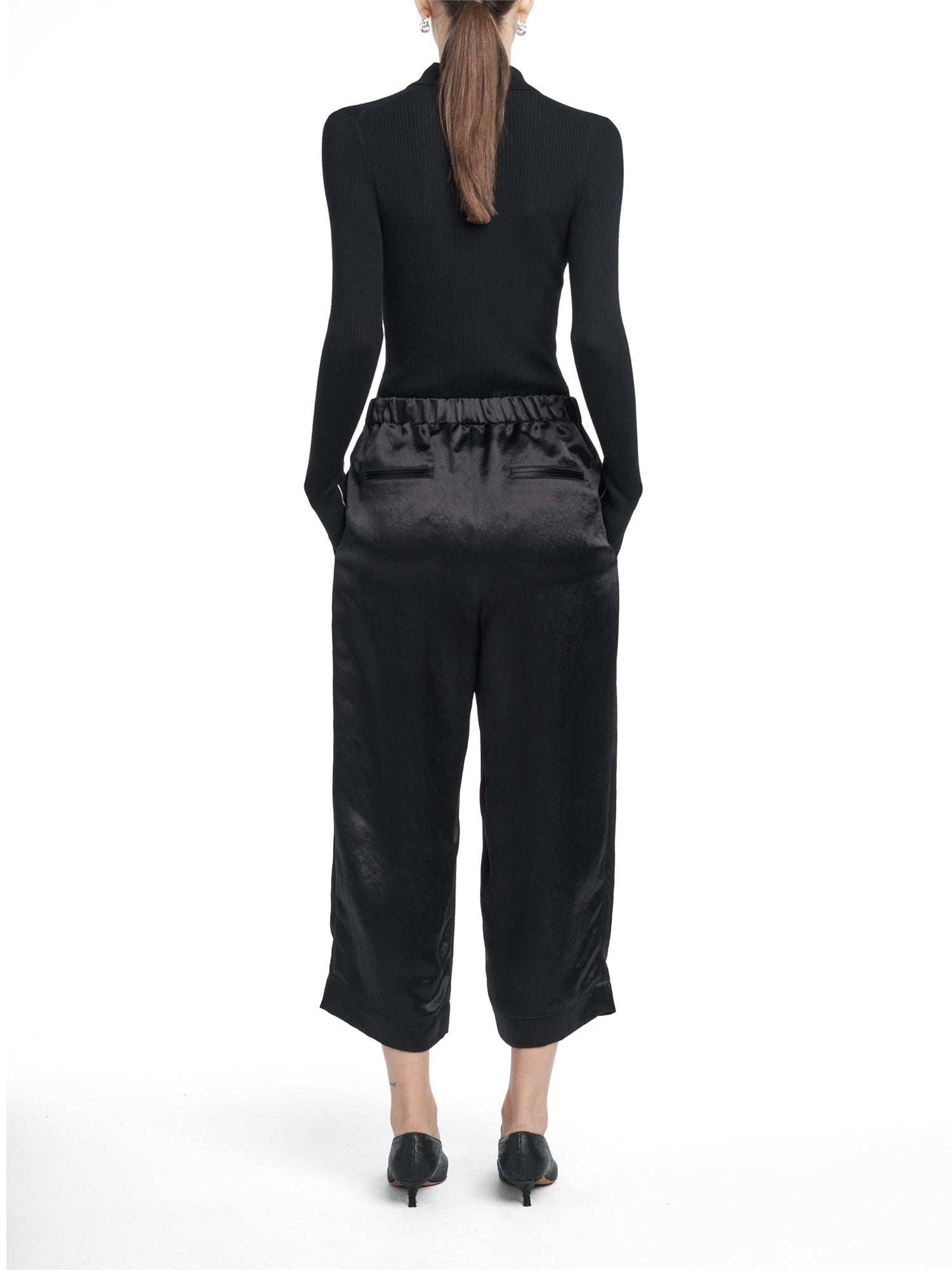 Pull On Wide Leg Crop Trousers