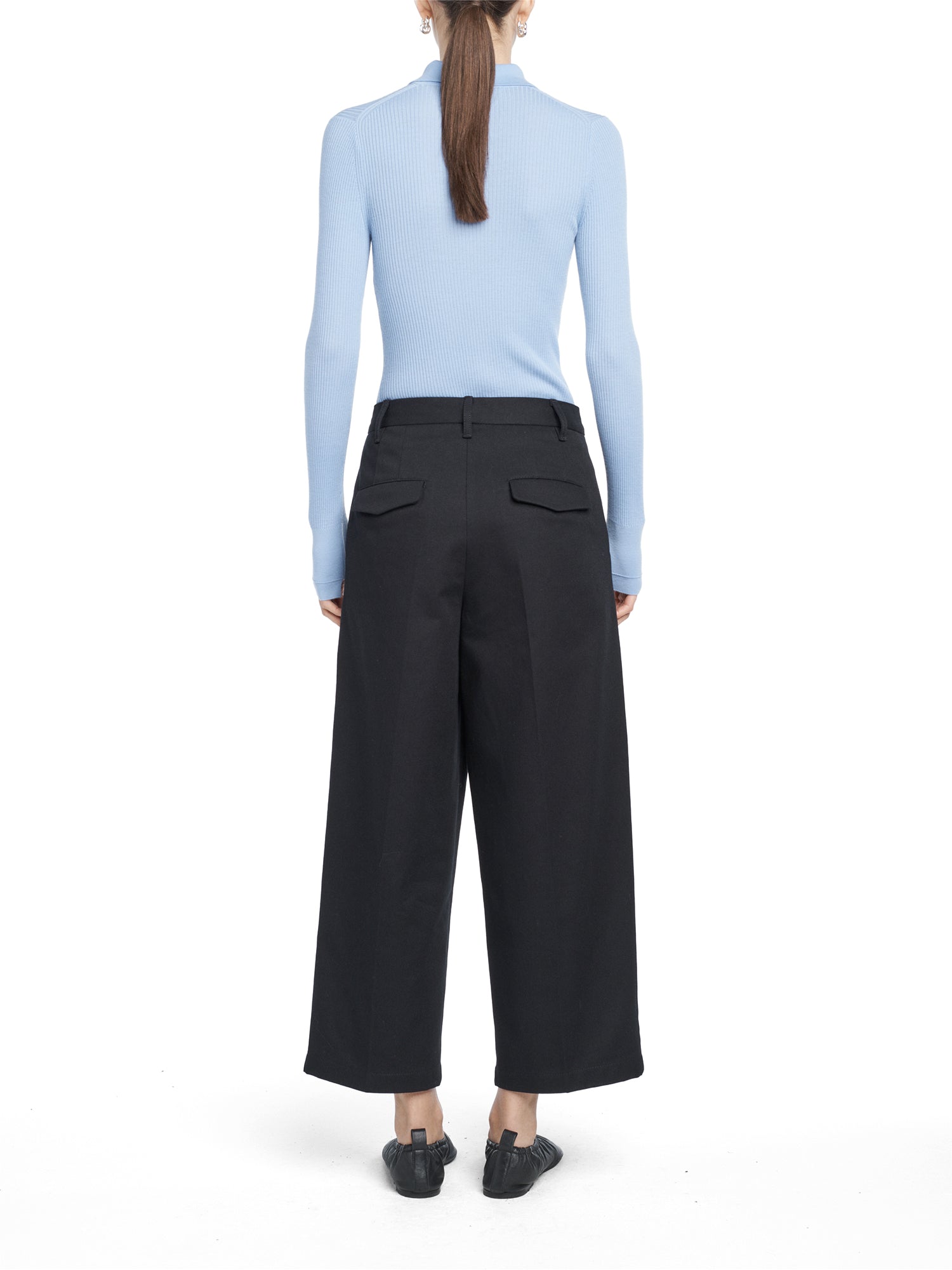 Merino Wool Long Sleeve Tiny Button Polo