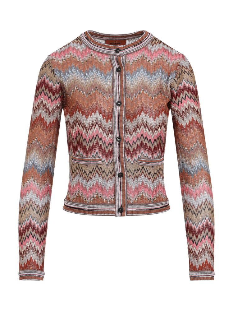 Missoni | Snake-Pattern Chevron Cardigan With Patch Pockets