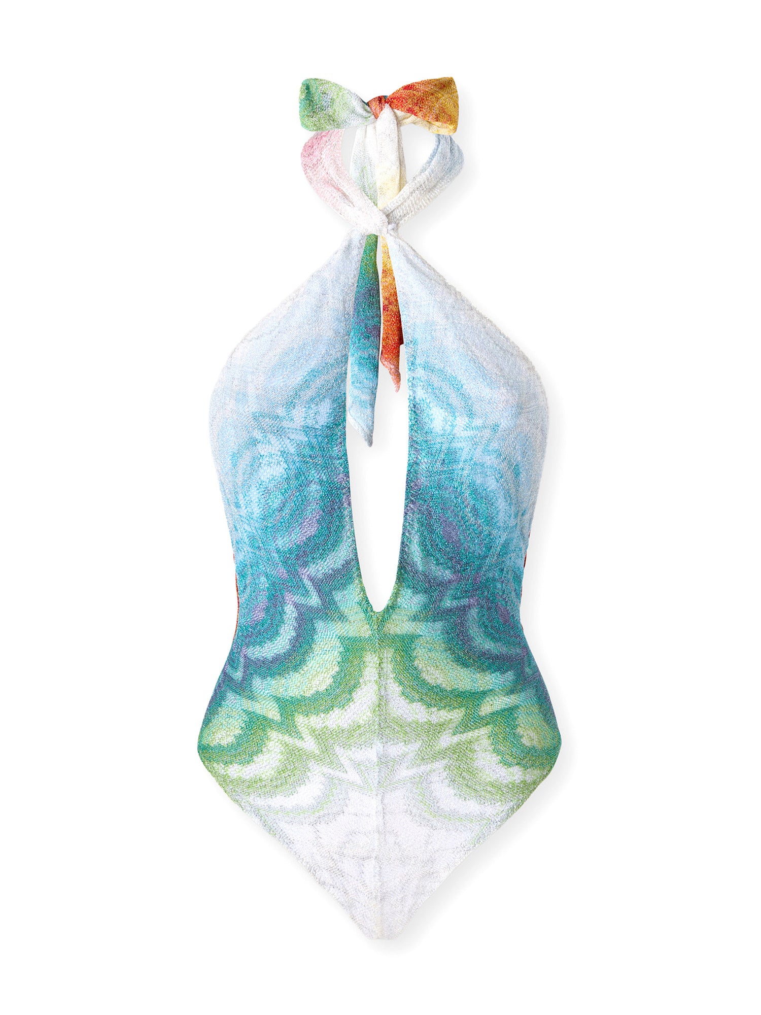 Shaded Lamé Viscose Keyhole One-Piece