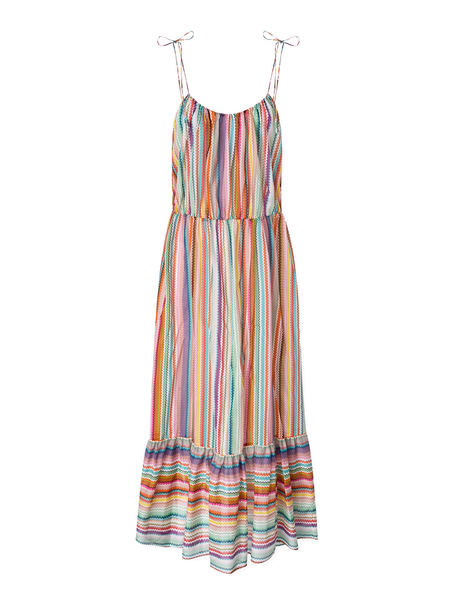 Long Flounced Cotton and Silk Zig Zag Cover-Up