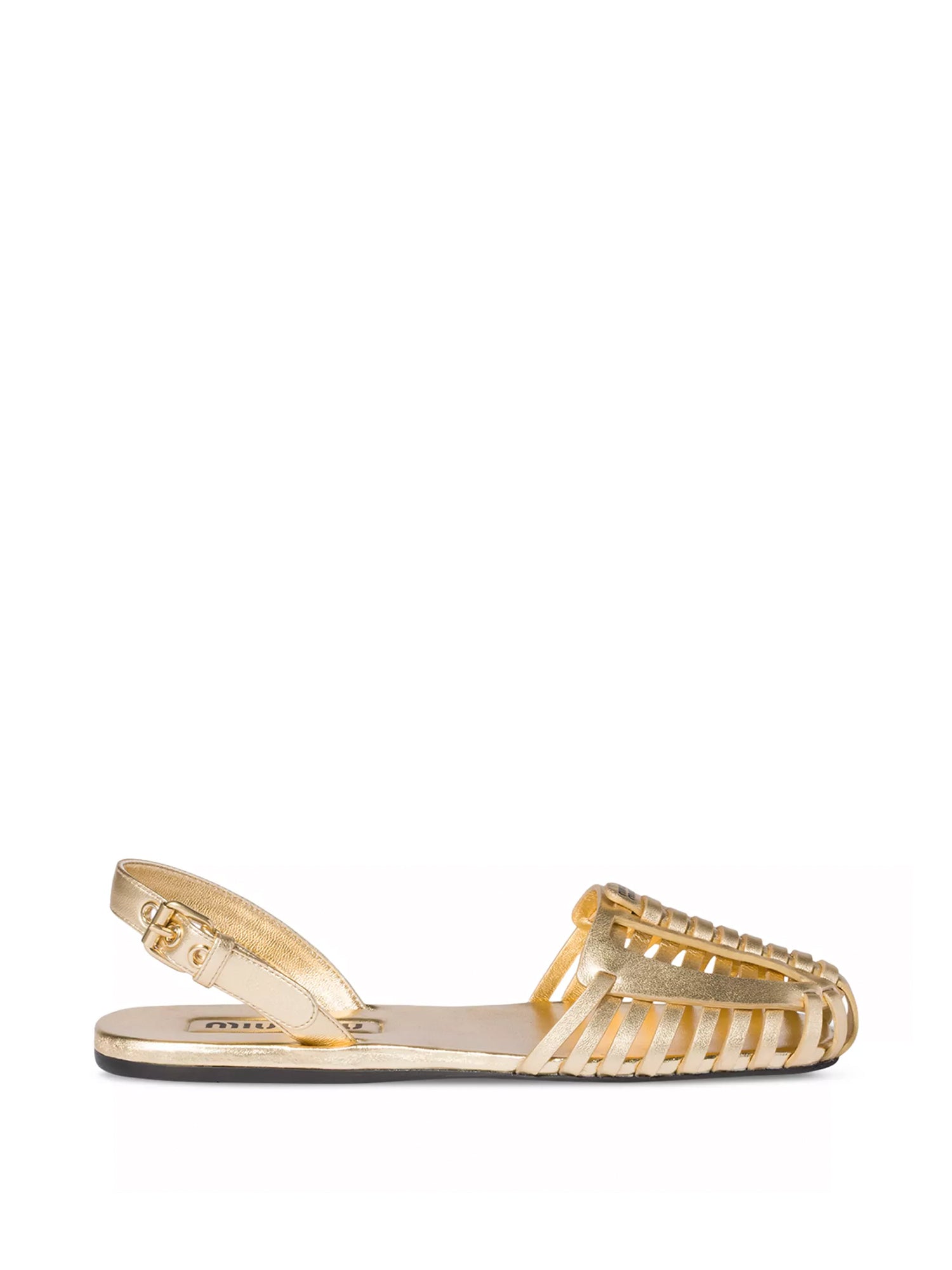 Miu Miu | Metallic Leather Fisherman Slingback Sandals – Kirna Zabête