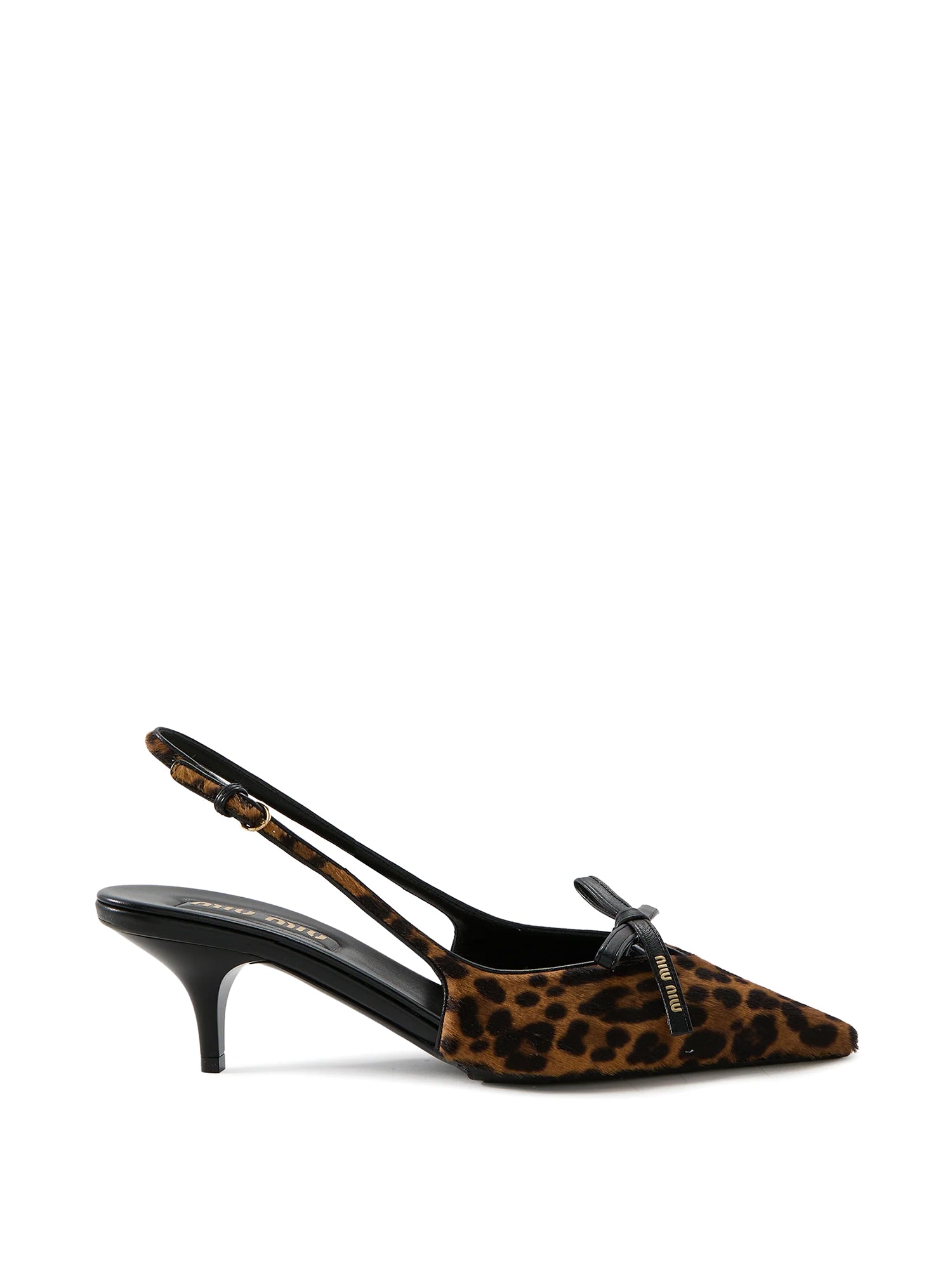 Leopard Haircalf Slingback Kitten Heels