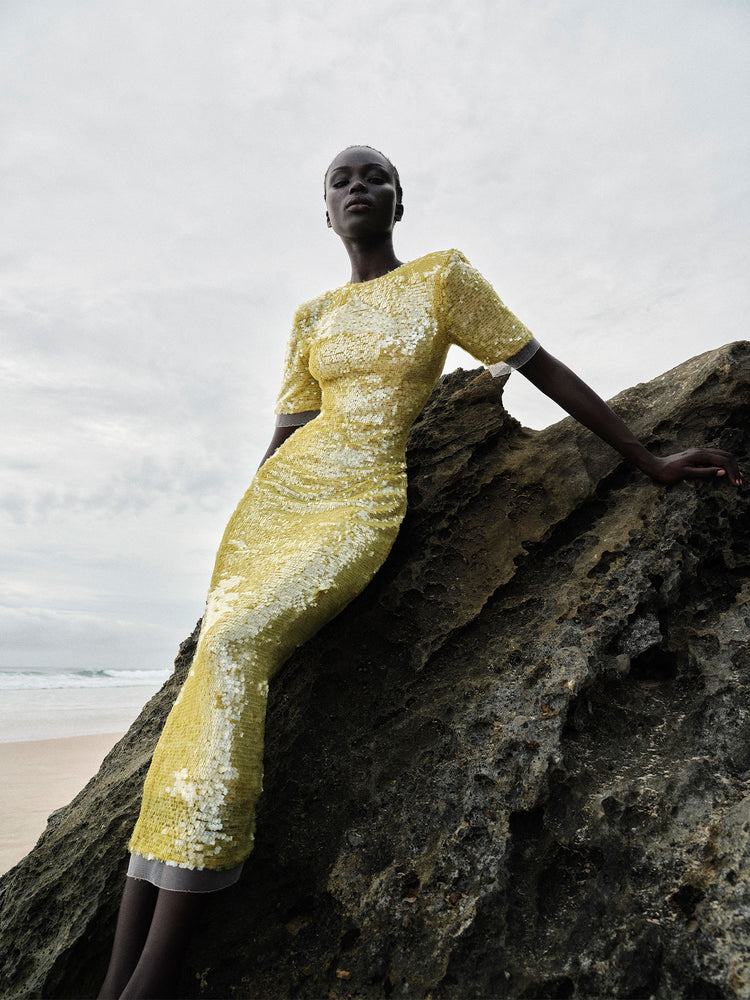 Rachel Gilbert | Kaia Sleeve Dress Yellow / 1 Rachel Gilbert | Kaia Sleeve Dress Yellow / 1