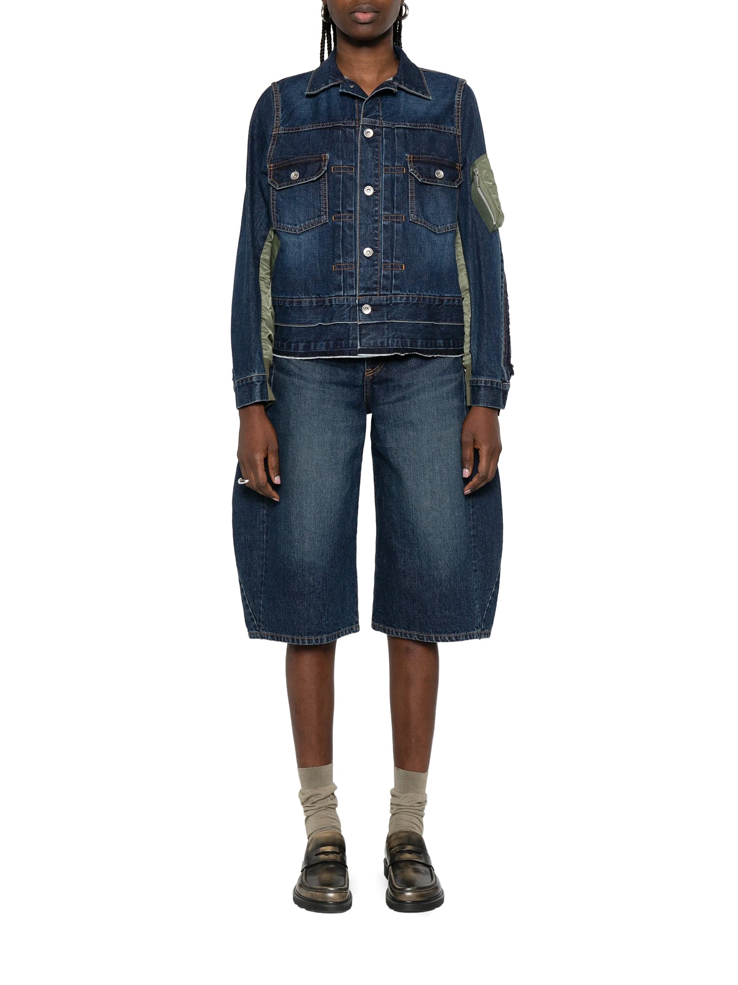 Cropped Belted Denim Pants