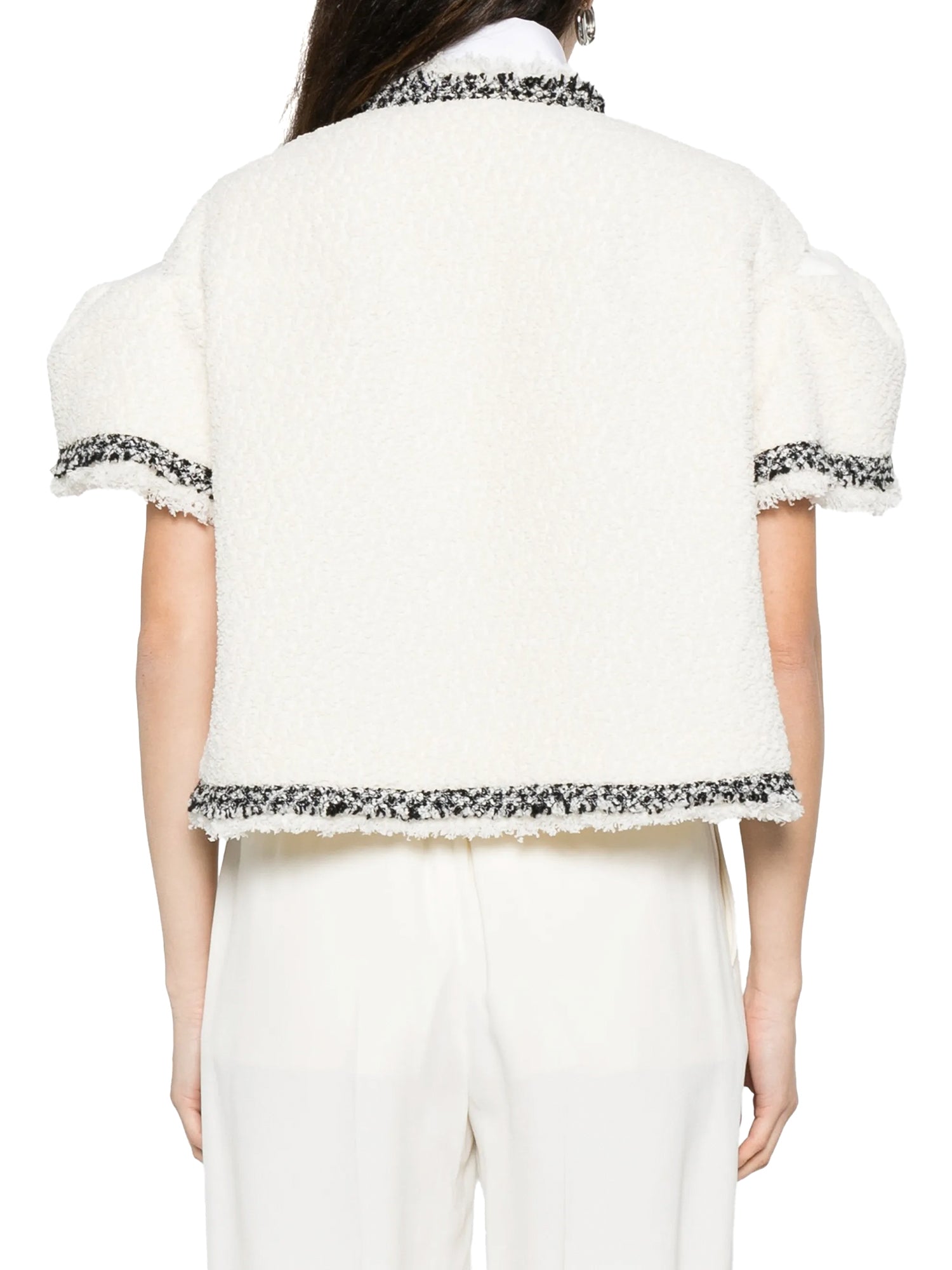 Short-Sleeve Tweed Bouclé Jacket