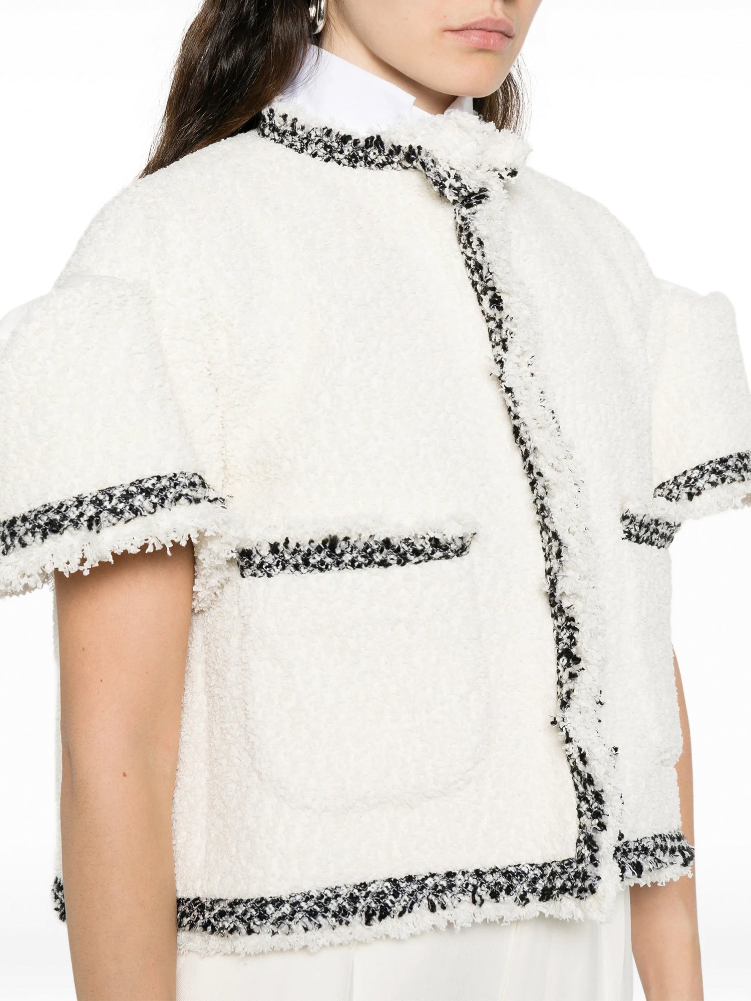 Short-Sleeve Tweed Bouclé Jacket