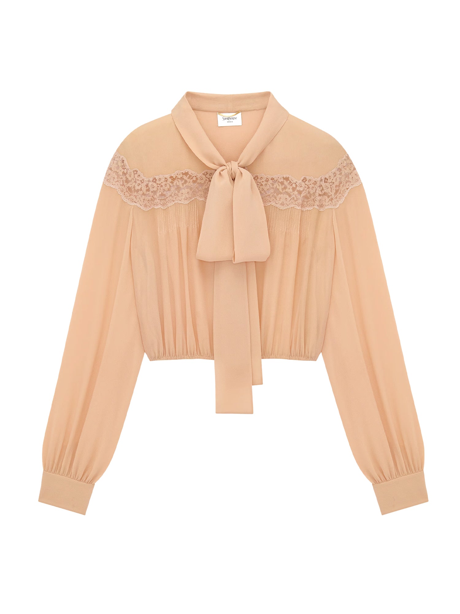 Silk Georgette and Lace Lavallière Blouse