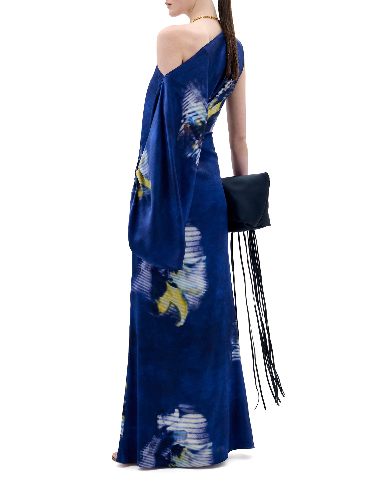 Dotty Asymmetric Silk Maxi Dress