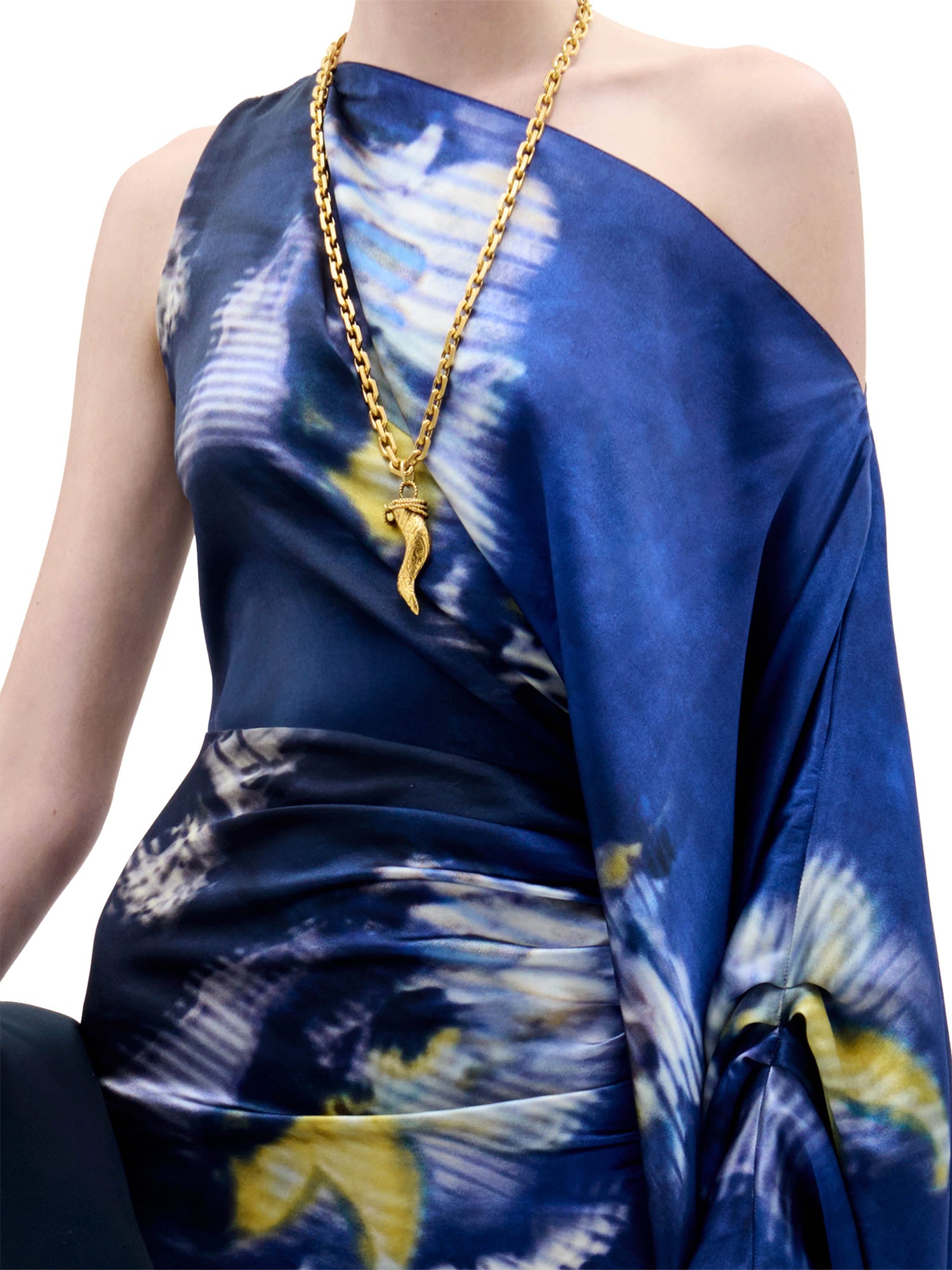 Dotty Asymmetric Silk Maxi Dress