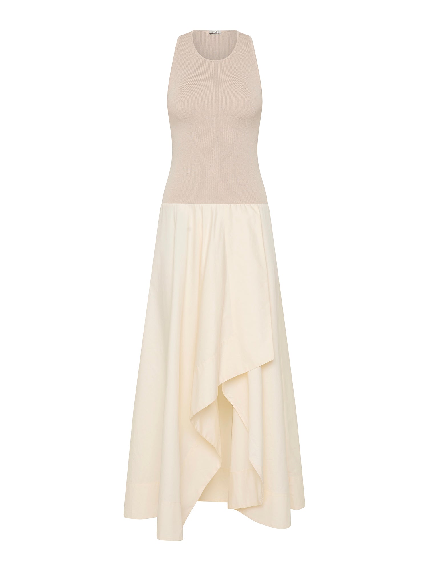 Knit Bodice Asymmetric Dress