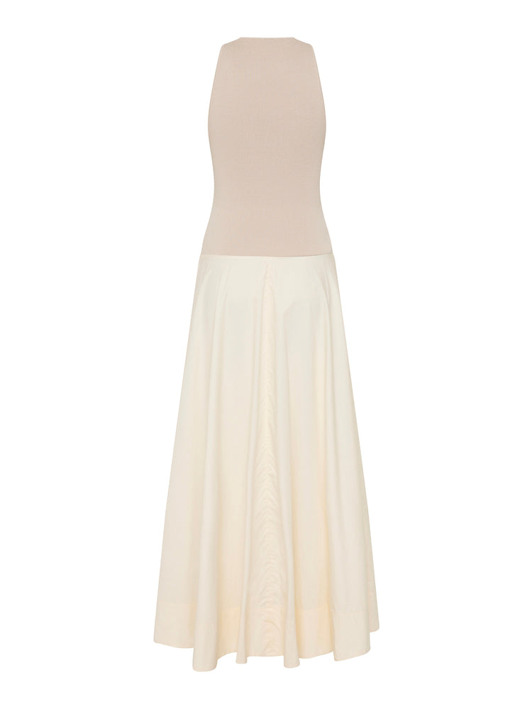 St. Agni Knit Bodice Asymmetrical Maxi Dress