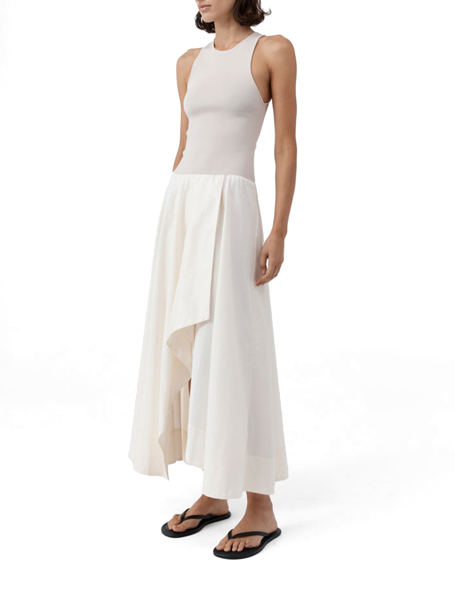 Knit Bodice Asymmetric Dress