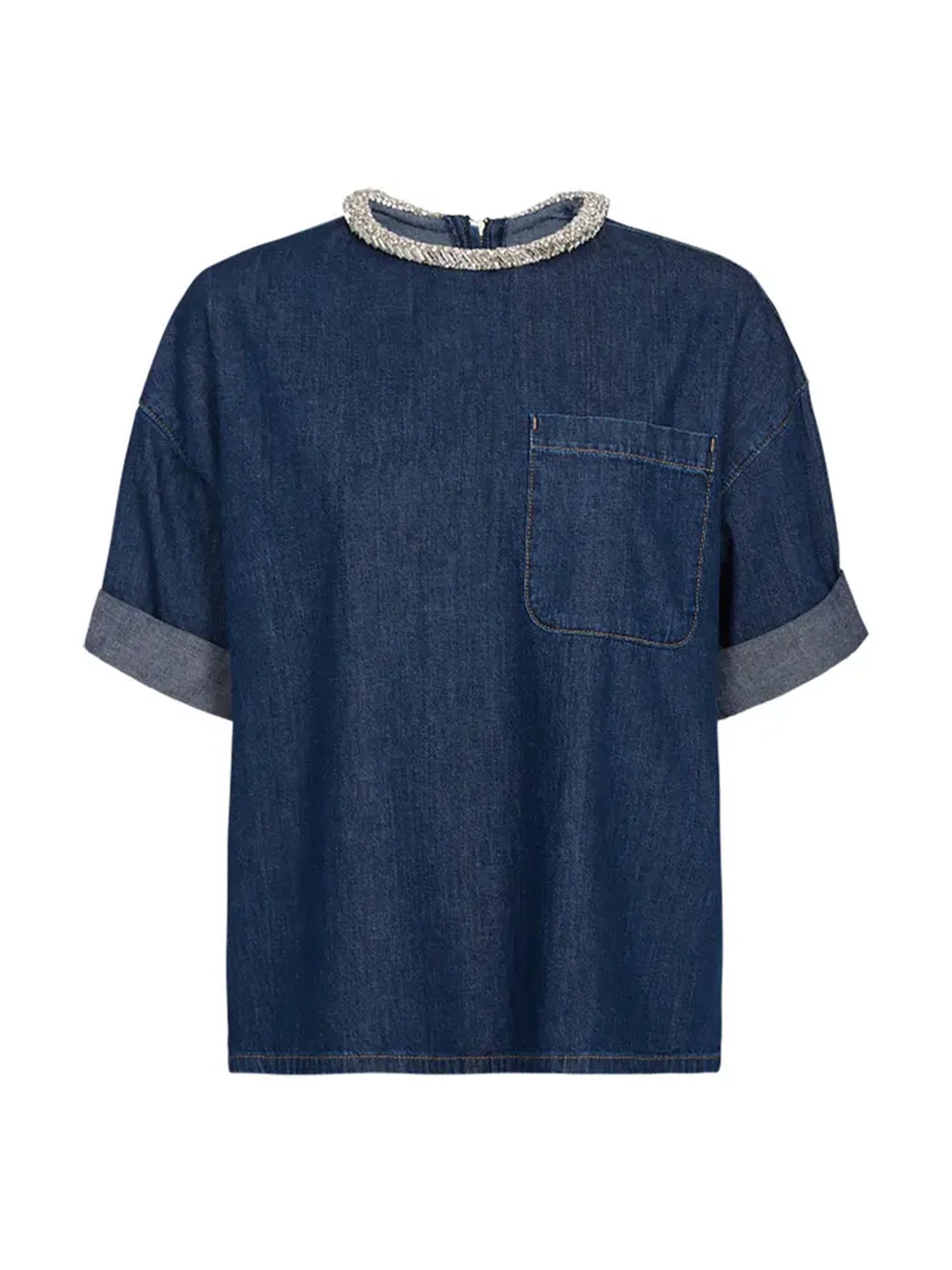 Denim Shirting Ex T with Crystal Collar