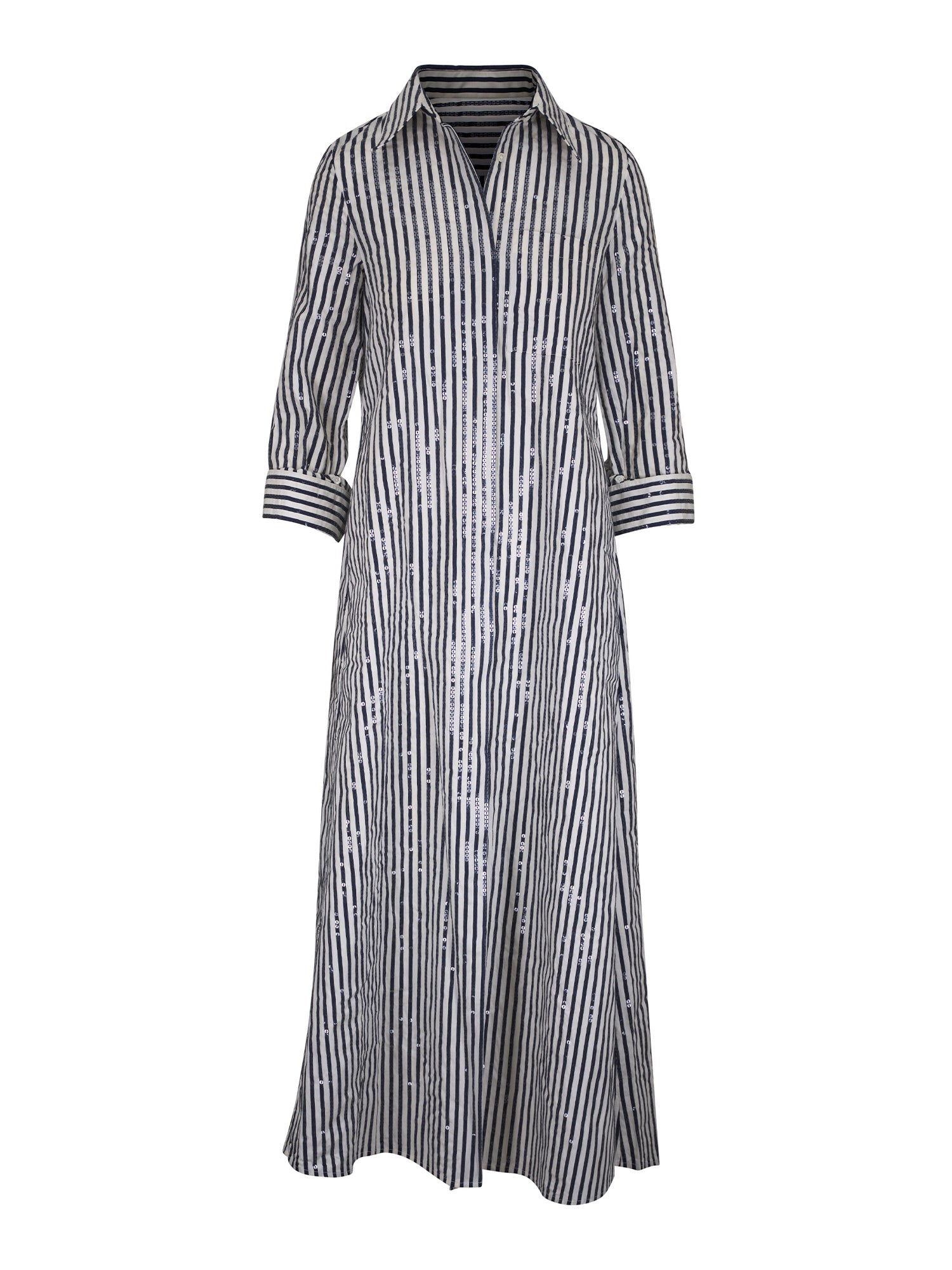 Jenny's Gown in Clear Sequin on Stripe