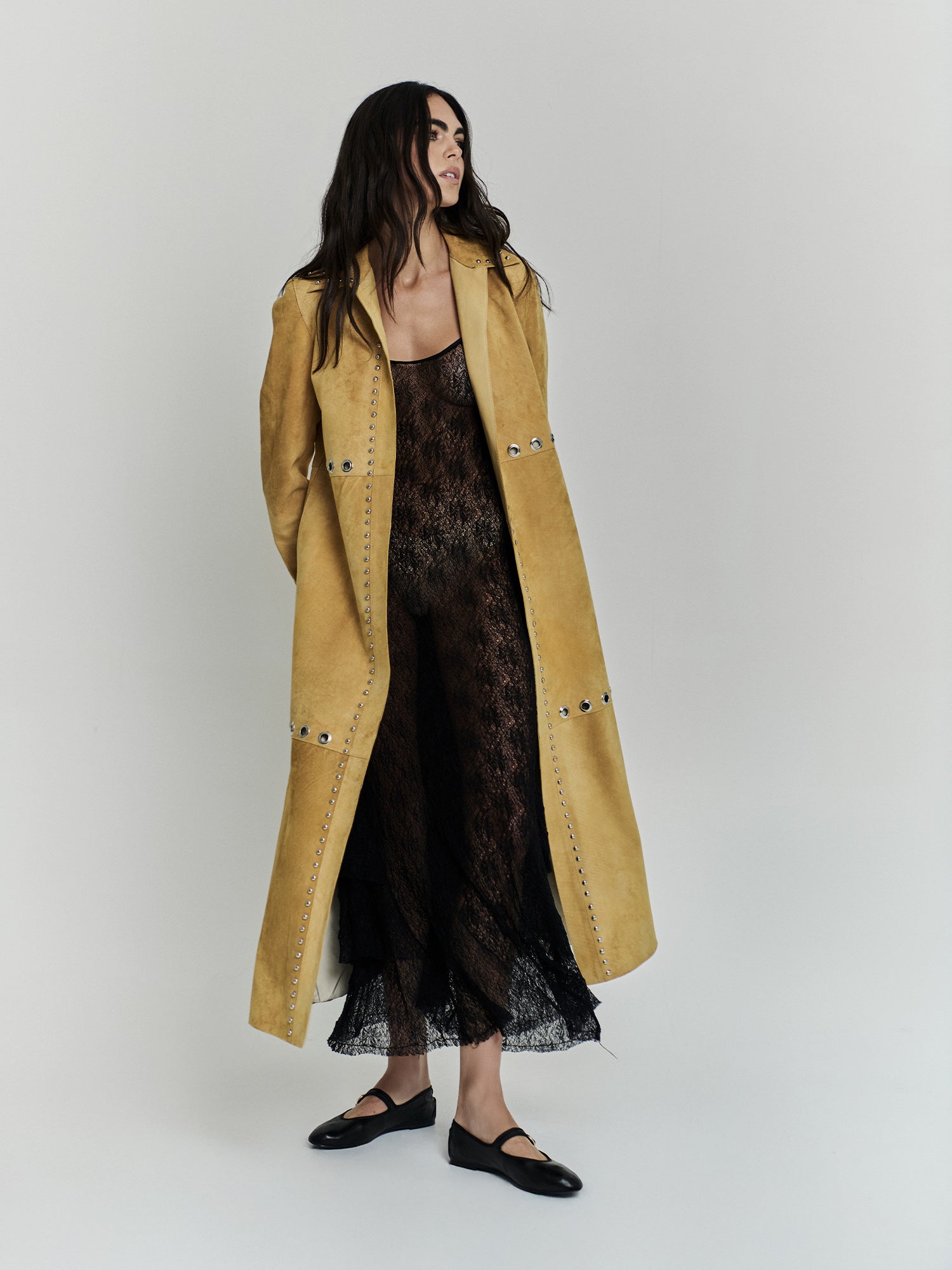 Antar Suede Studded Coat
