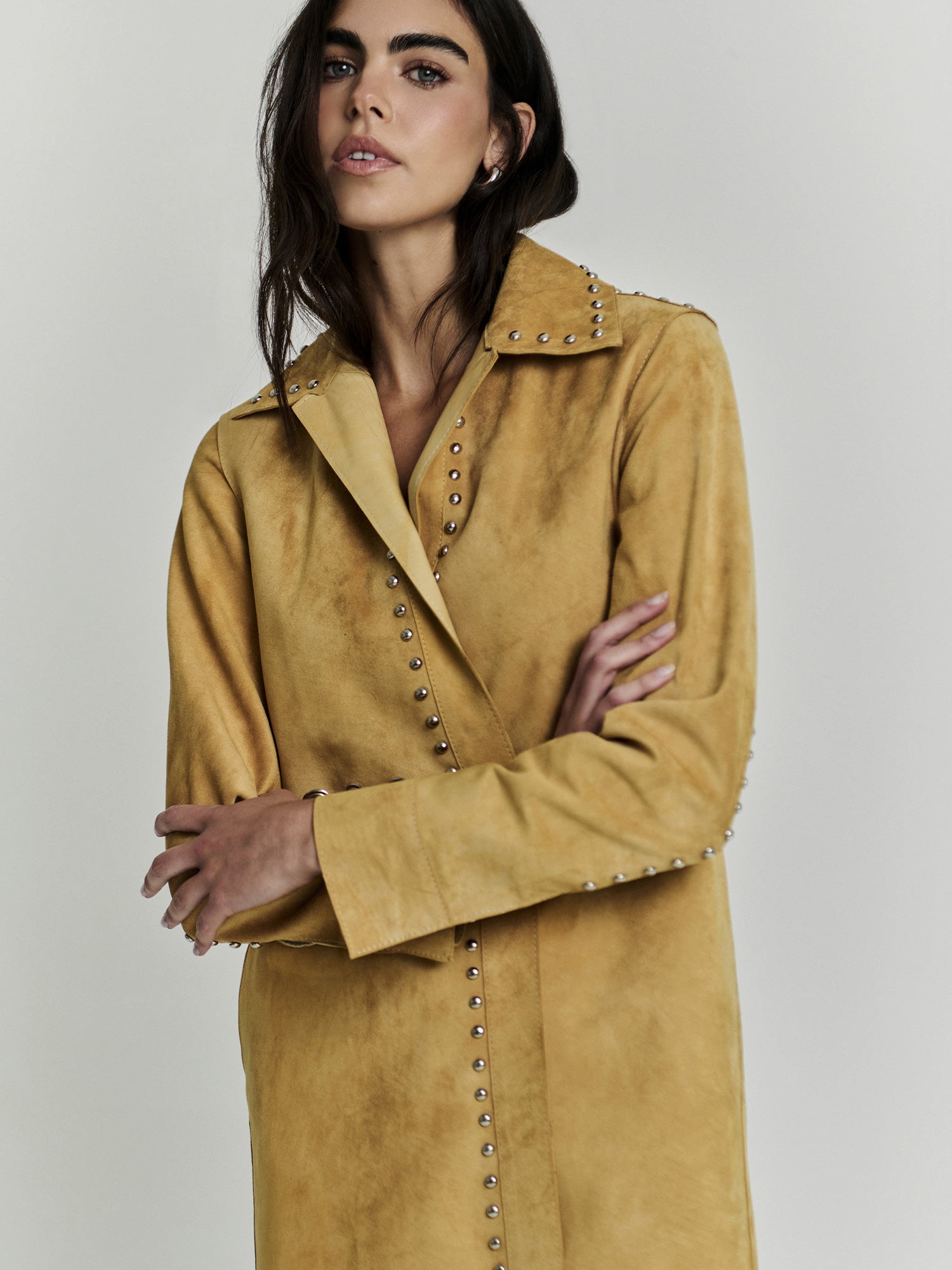Antar Suede Studded Coat
