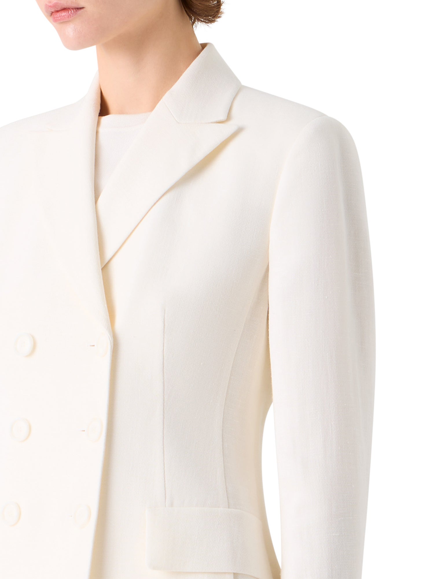 Hannah Fitted Double-Breasted Linen Wool Jacket
