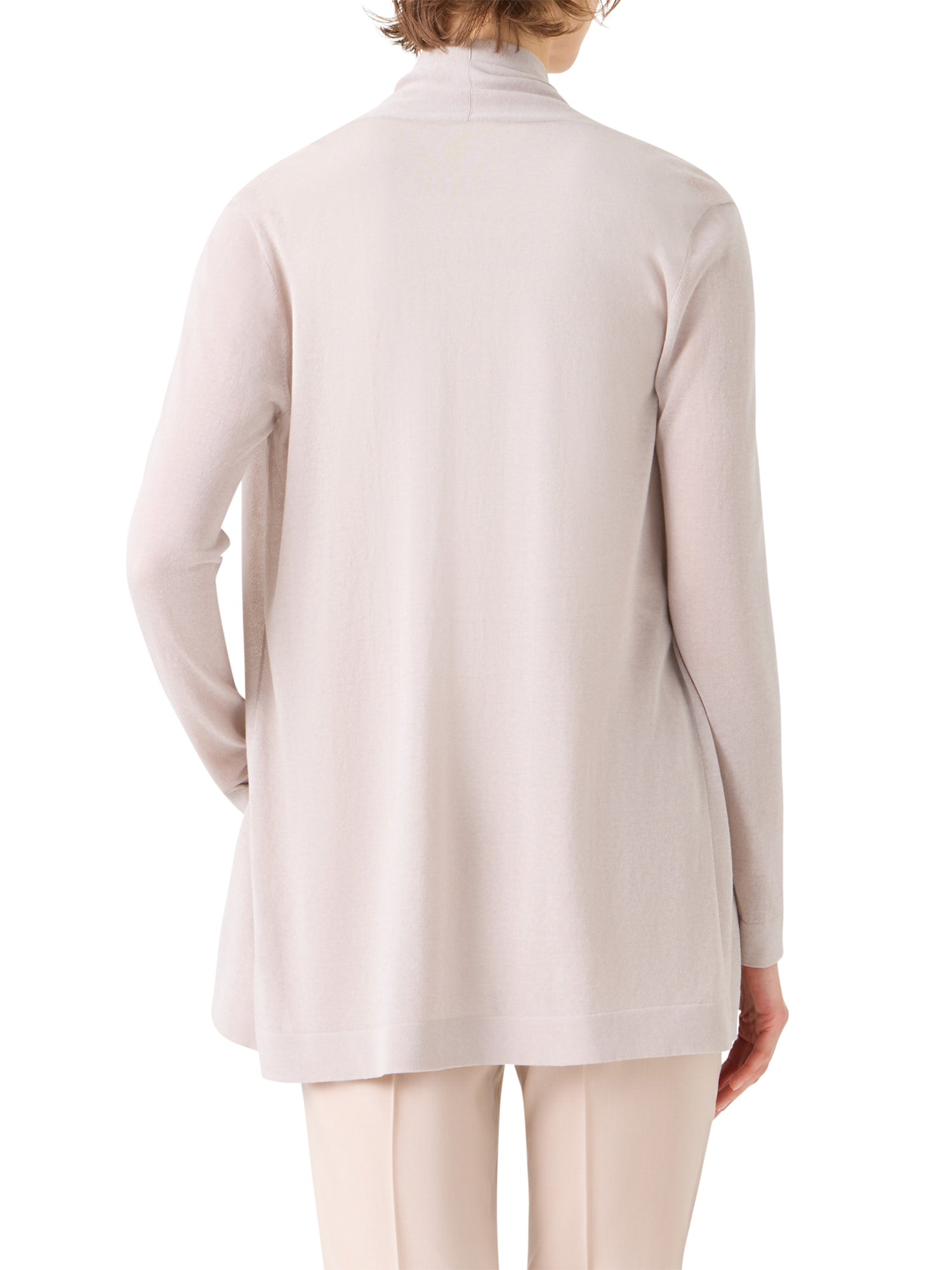 Shawl Collar Long Silk-Cotton Cardigan