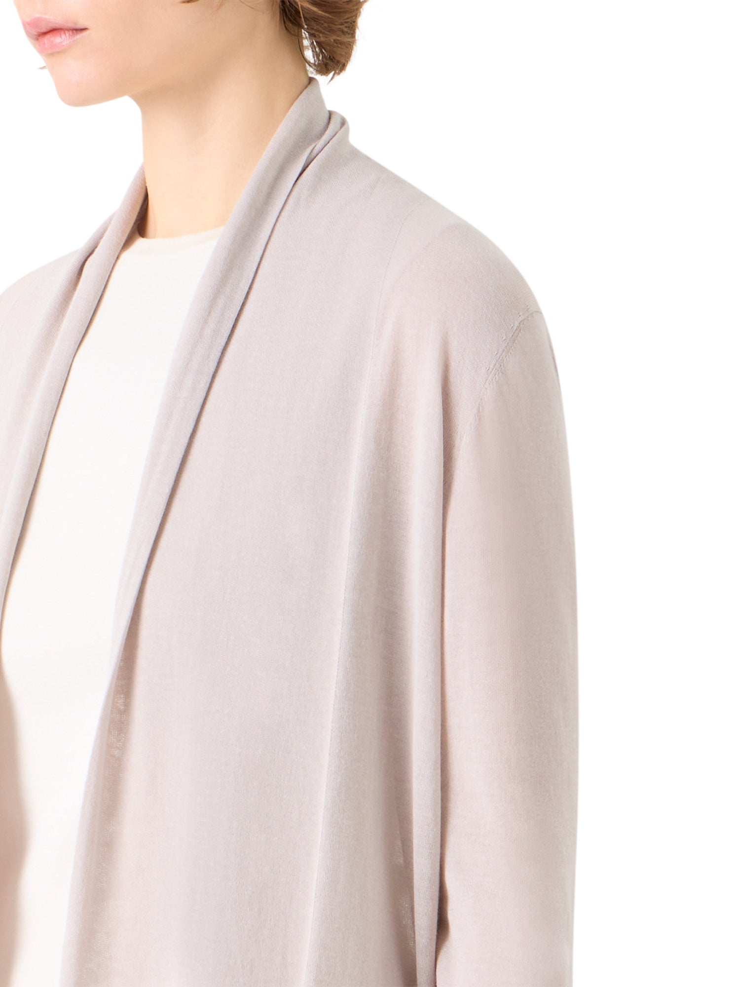 Shawl Collar Long Silk-Cotton Cardigan
