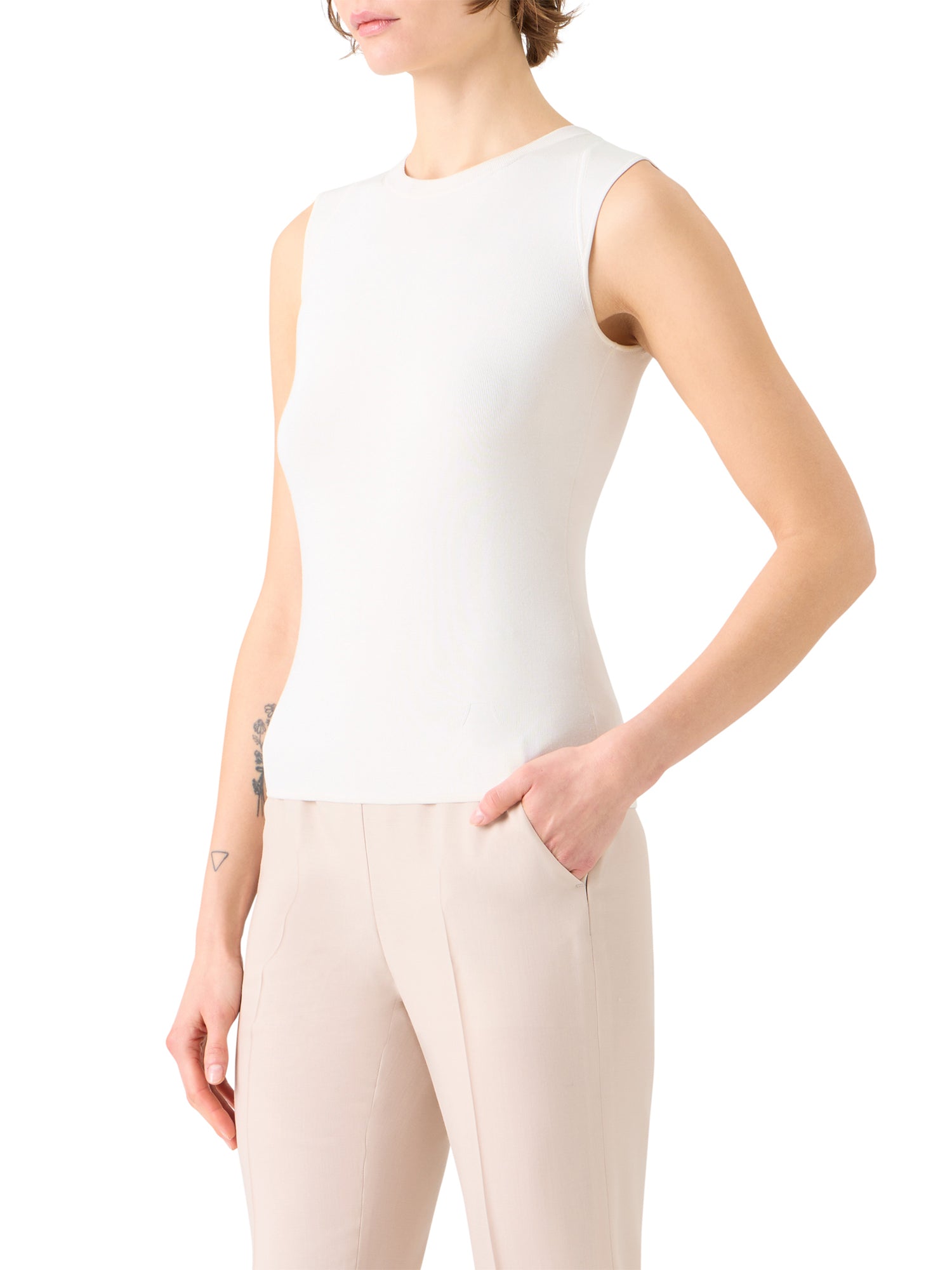Silk Stretch Sleeveless Knit Top