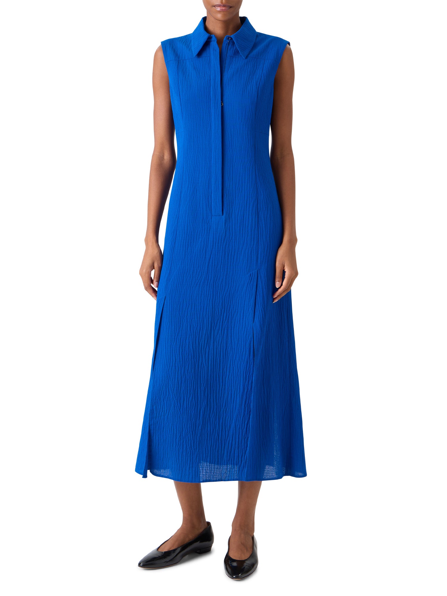 Structured Cotton Silk Midi Shirtdress
