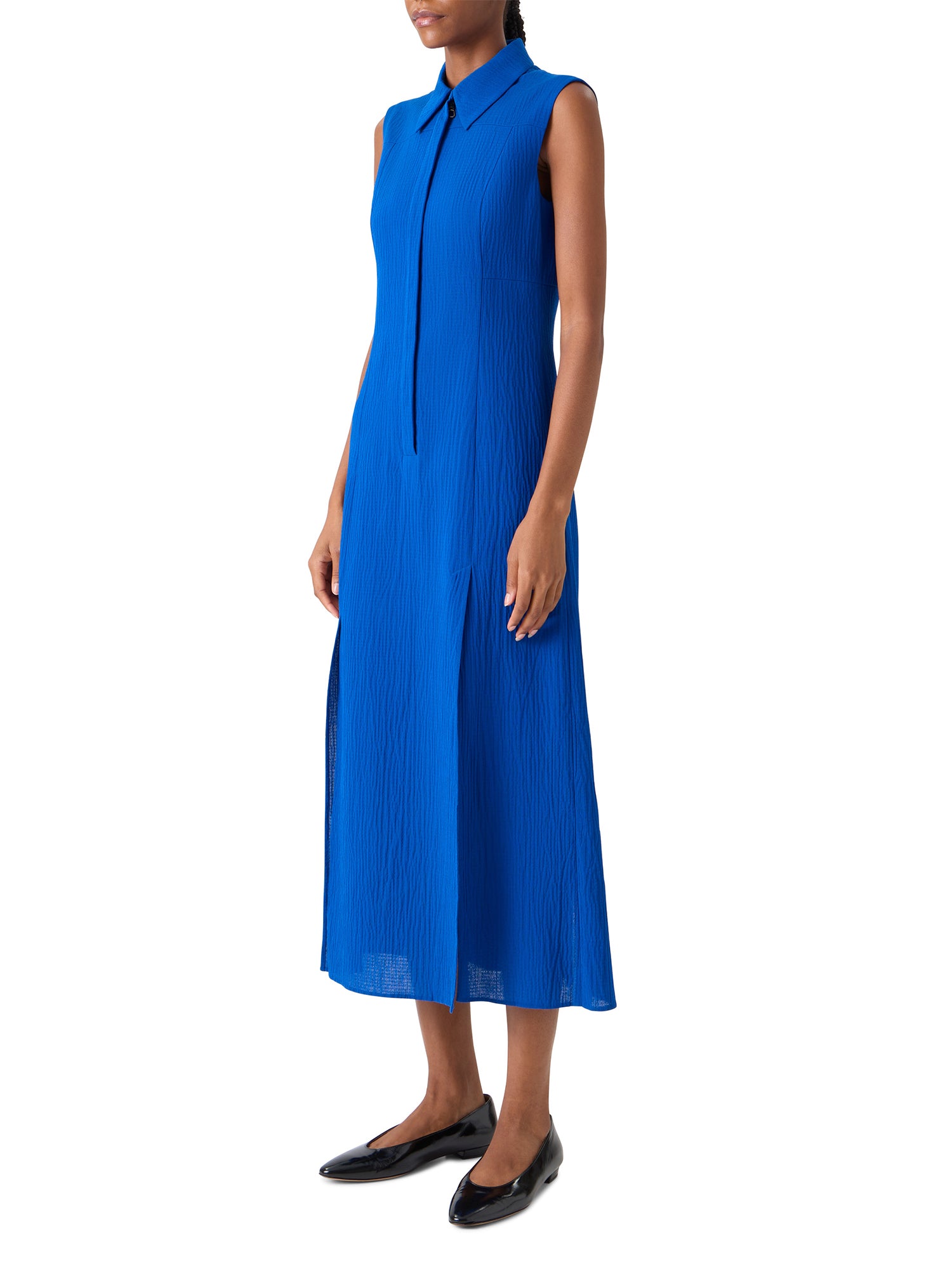 Structured Cotton Silk Midi Shirtdress