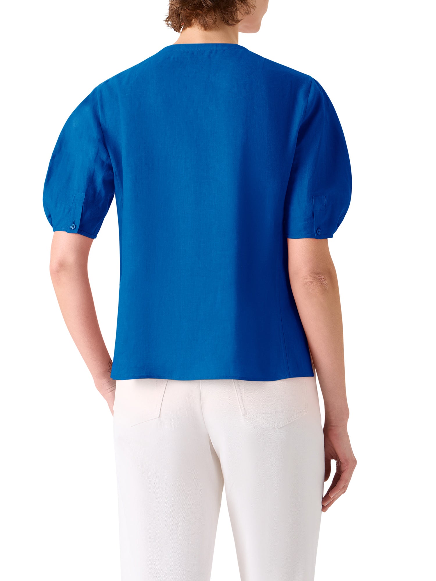 Linen Puff-Sleeve Blouse