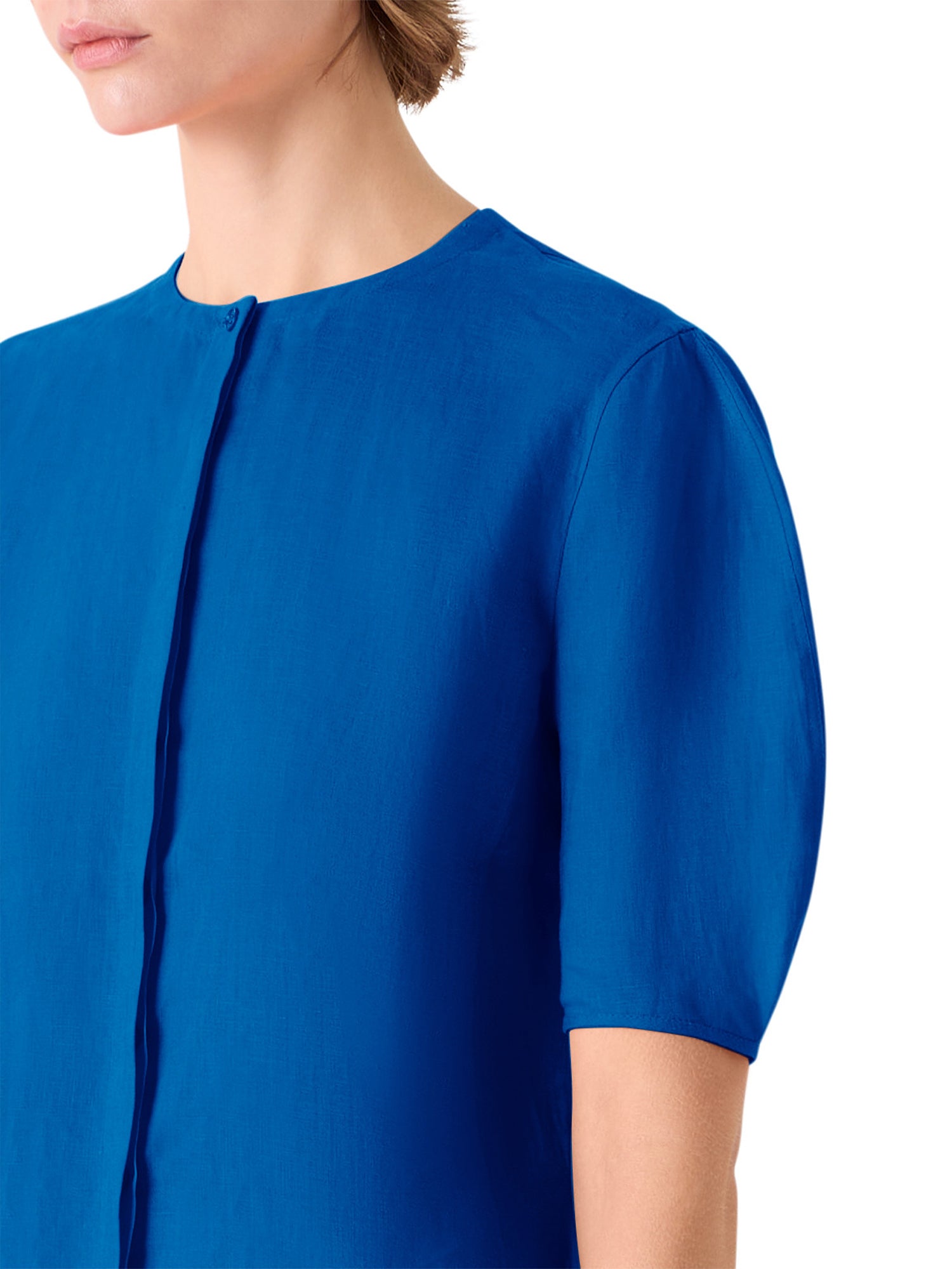 Linen Puff-Sleeve Blouse
