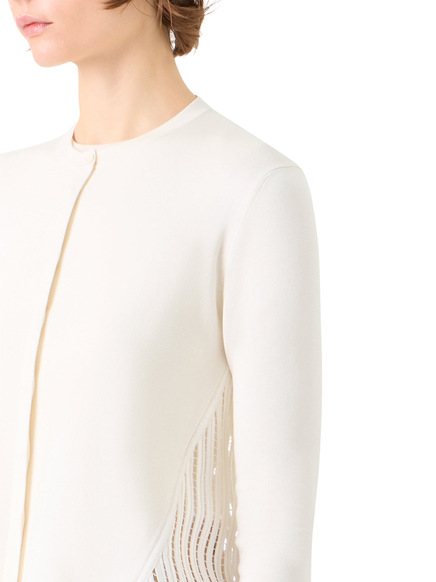 Silk Wave Guipure Lace-Back Cardigan