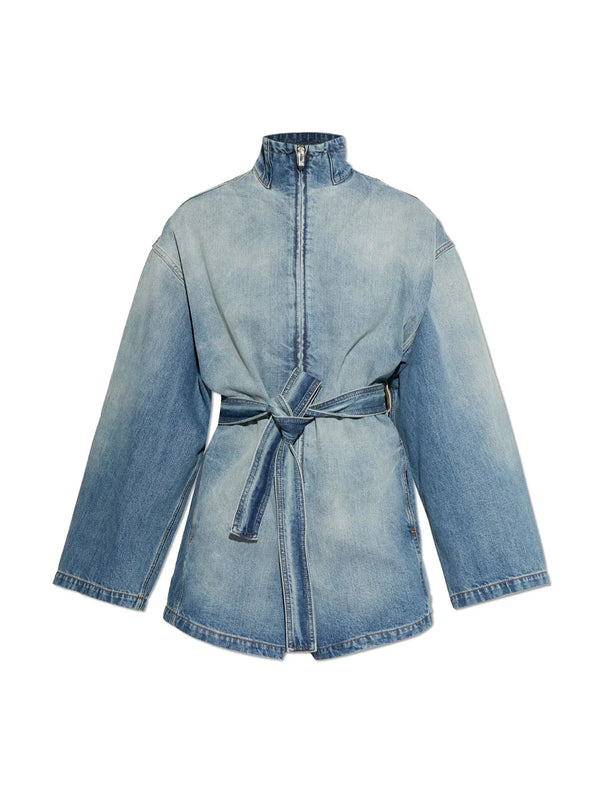 Zip-Up Denim Romper