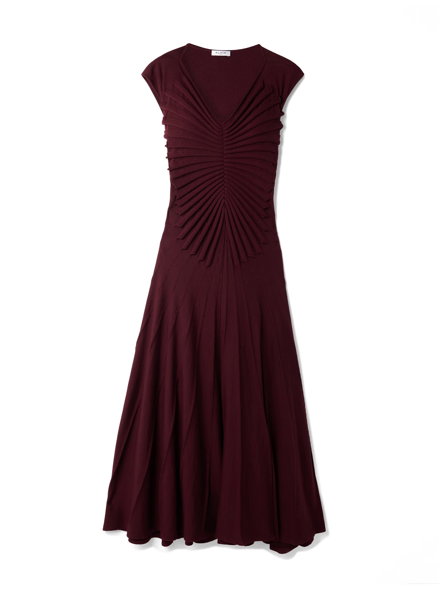 Pleated Wool Midi Dress