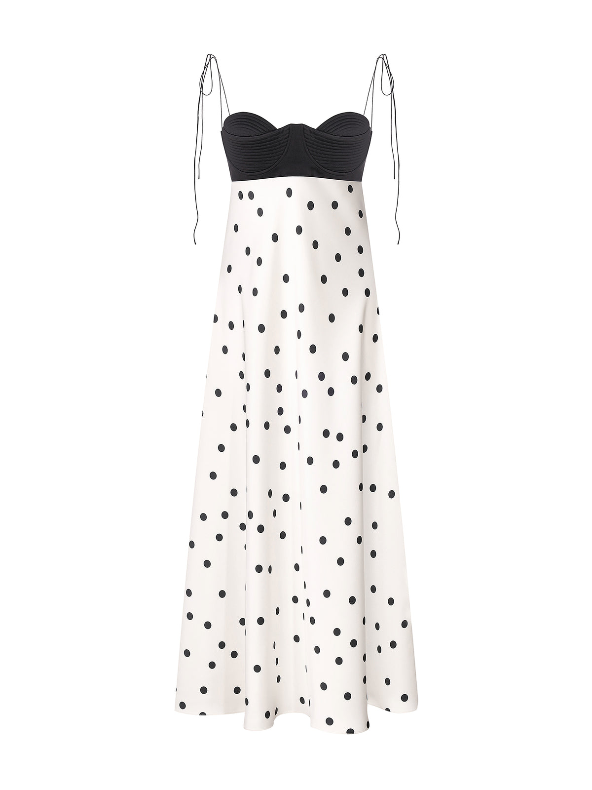 Erika Polka Dot Satin Midi Dress