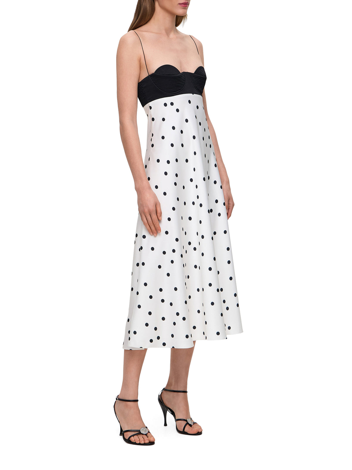 Erika Polka Dot Satin Midi Dress