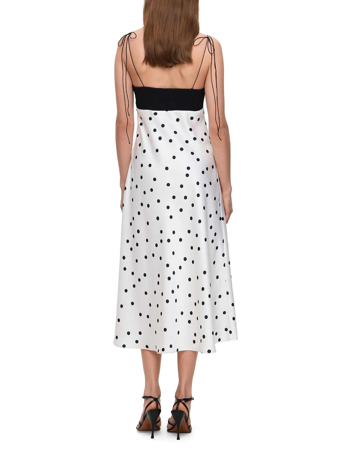 Erika Polka Dot Satin Midi Dress