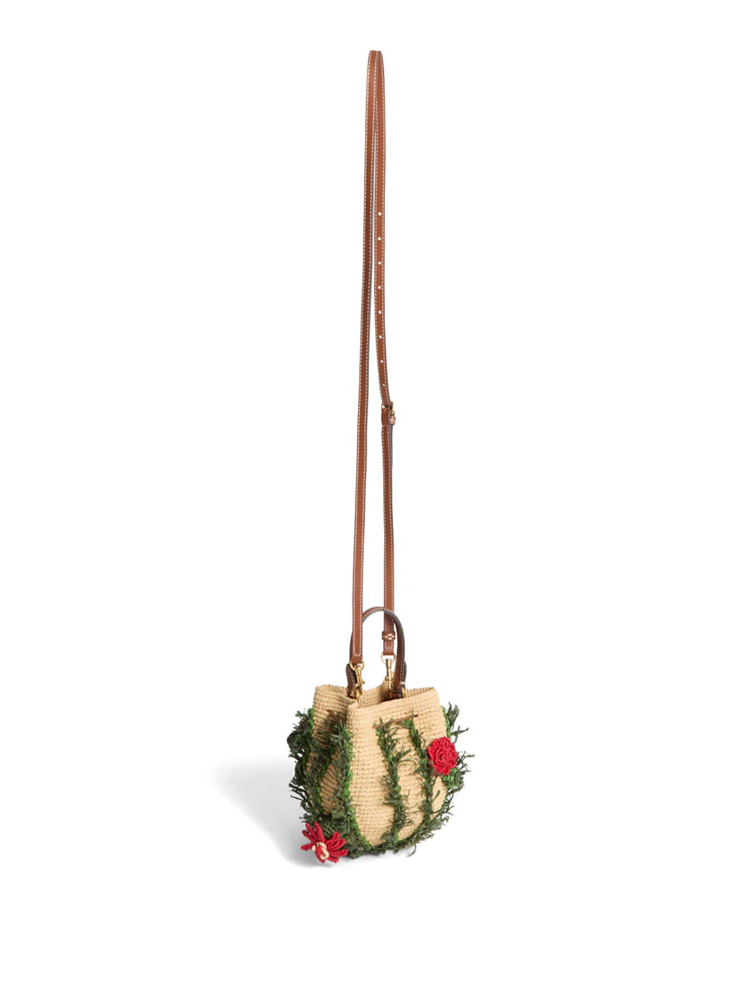 Raffia Cactus Crossbody Bag