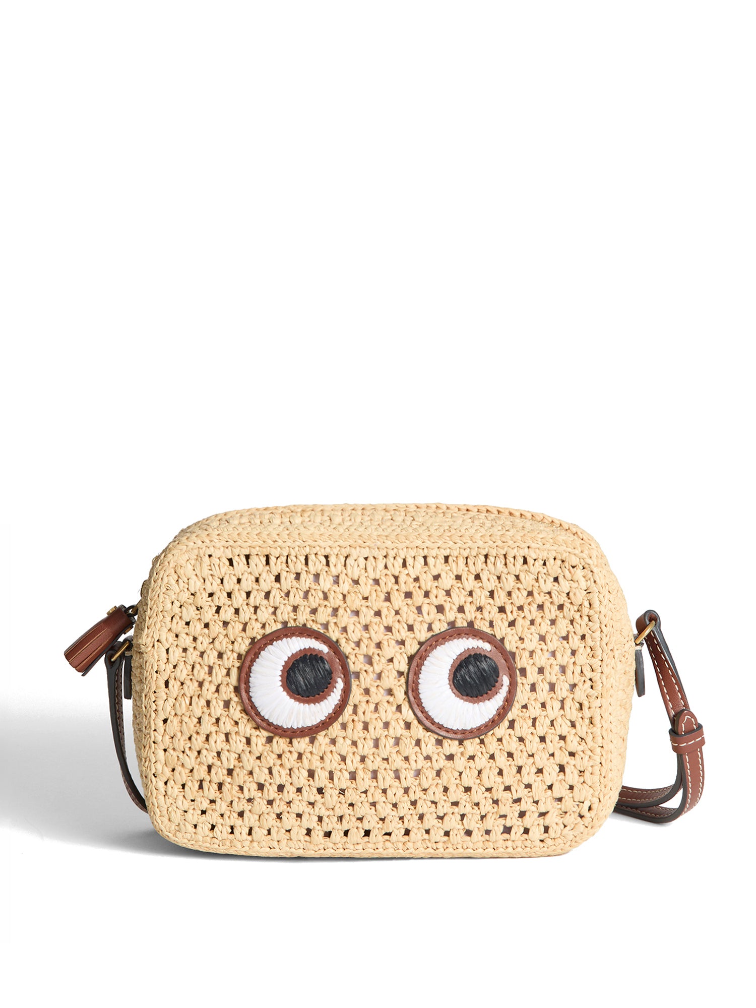 Raffia Eyes Crossbody Bag