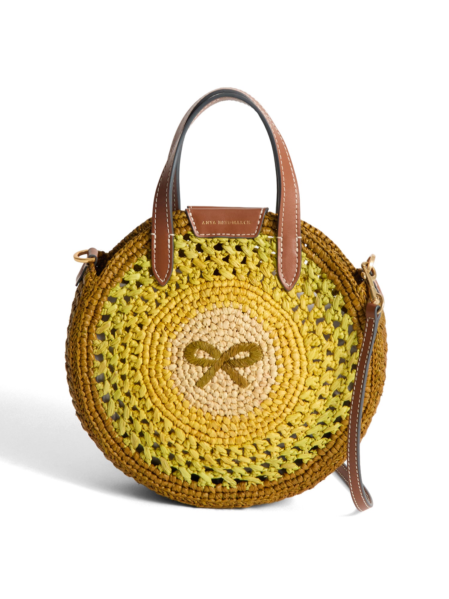Raffia Small Round Bow Tote