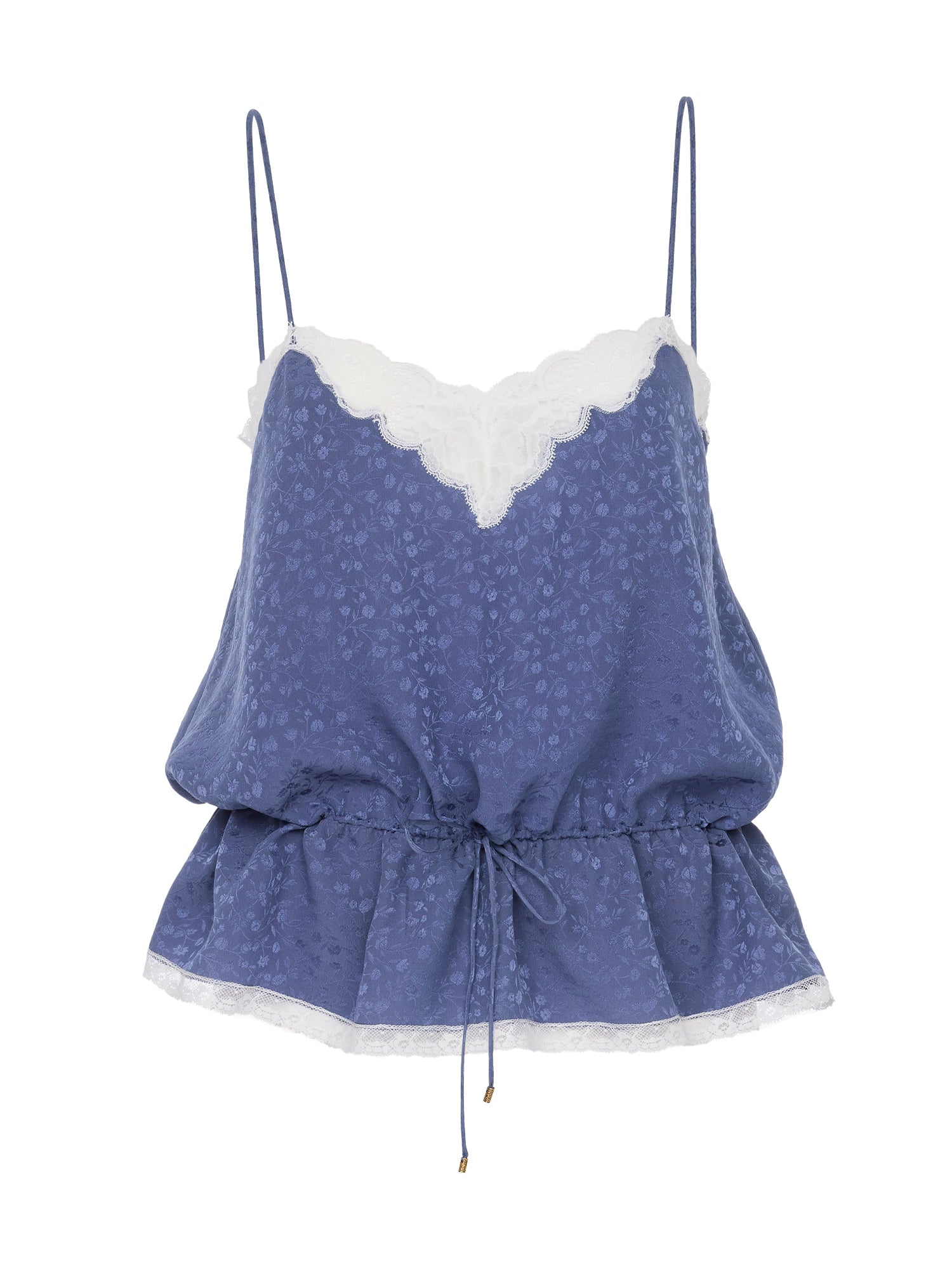 Lace-Trimmed Silk Jacquard Cami