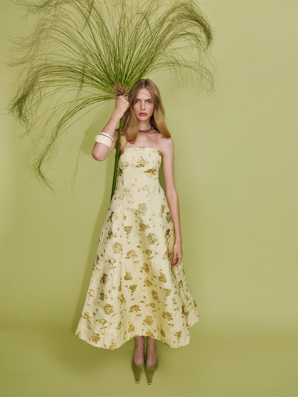 Delphine | Colette Strapless Midi Dress Yellow / US 4