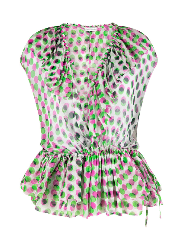 Cally Bis Silk Ruffle Top